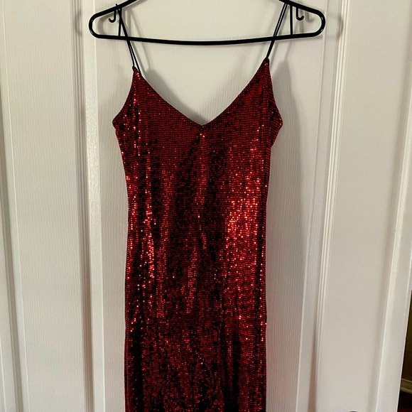 Bodycon Red Sequin Dress - Picture 1 of 4